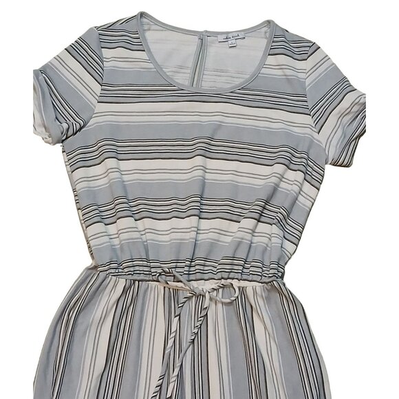 White Birch Womens Jumpsuit Gray Striped Stretch Pockets Keyhole Back Size Large - Picture 3 of 6